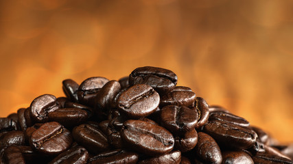 closeup background of roasted arabica coffee beans