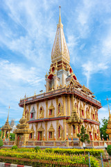 Fototapeta na wymiar Wat Cha long buddhist temple in Phuket city thailand.