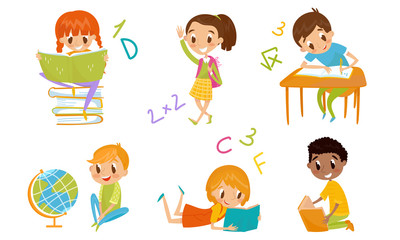Kid Characters Coming Back To School Vector Illustration