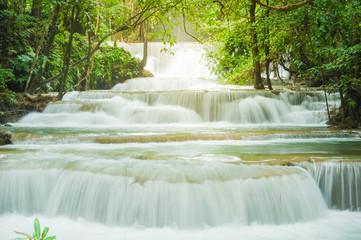 Wonderful  descending tiers of waterfall, Located Erawan waterfall Kanchanaburi province, Thailand