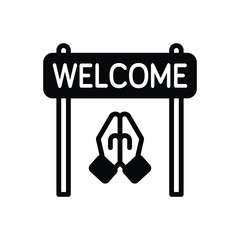 Black solid icon for welcome 