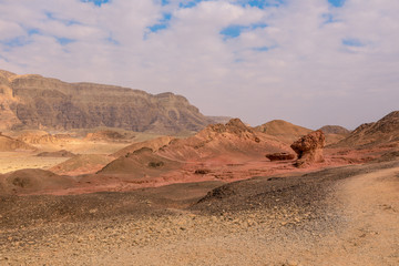 Amazing View to the Red Rocks and Desert Sands in Timna National Park, Israel