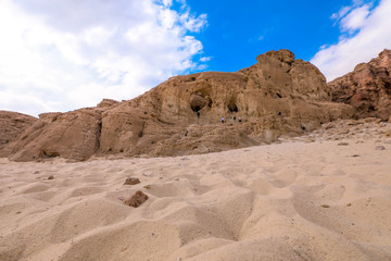 Amazing View to the Red Rocks and Desert Sands in Timna National Park, Israel