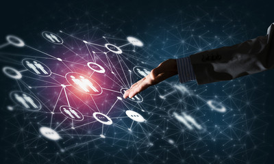 Presenting modern wireless technologies as means of communucation and networking on dark background