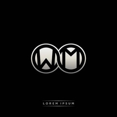 WM initial letter linked circle capital monogram logo modern template silver color version