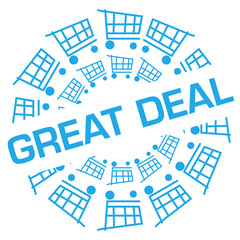 Great Deal Blue Shopping Cart Circular Badge Style 