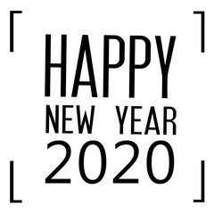 Happy New Year 2020 Text Graphic Design , Hand Drawn Doodle , Logo for New Year Card