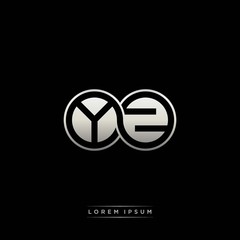 YZ initial letter linked circle capital monogram logo modern template silver color version