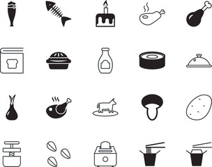 food vector icon set such as: one, linear, potatoes, sausage, pub, clip, female, silver, chia, person, skeleton, barbecue, grain, electrical, press, full, shallot, happy, milk, tray, alcohol