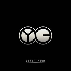 YC initial letter linked circle capital monogram logo modern template silver color version