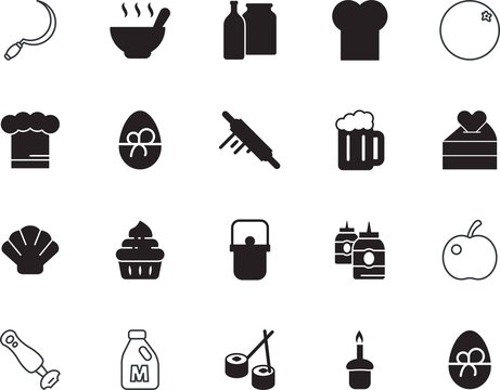 food vector icon set such as: life, camping, heart, ketchup, manufacture, one, animal, pan, jar, carton, stroke, mug, camp, full, package, paschal, fabrication, editable, journey, electrical, pastry