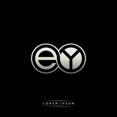 EY initial letter linked circle capital monogram logo modern template silver color version