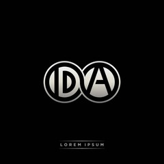 DA initial letter linked circle capital monogram logo modern template silver color version