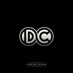 DC initial letter linked circle capital monogram logo modern template silver color version