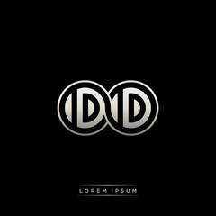 DD initial letter linked circle capital monogram logo modern template silver color version