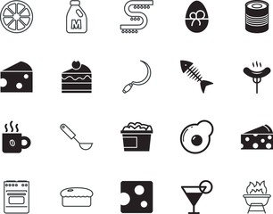 food vector icon set such as: cool, bright, juicy, omelette, field, electronic, round, martini, cocktail, traditional, shake, growth, grilling, tropical, season, company, minimal, tin, crispy, soft