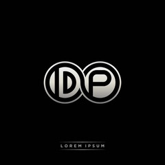 DP initial letter linked circle capital monogram logo modern template silver color version