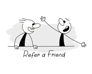 Doodle stick figure: Men talking. Vector