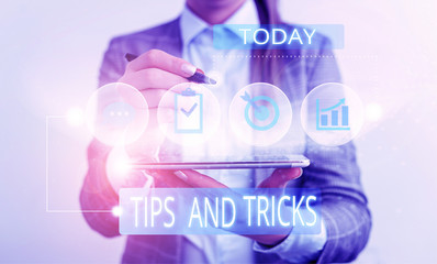 Handwriting text Tips And Tricks. Conceptual photo piece of inside facts specially in betting or...