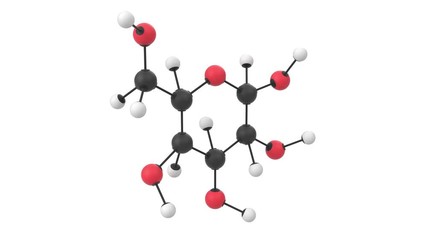 3D animation of a glucose molecule with alpha layer