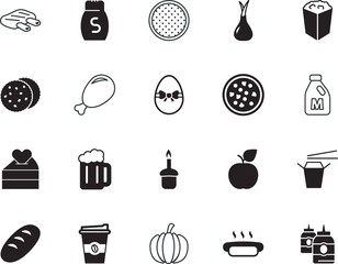 food vector icon set such as: pepperoni, religion, birthday, label, summer, full, wheat, gift, diet, paschal, bake, sauce, italian, corn, beer, tableware, french, bbq, sifting, valentine, chinese