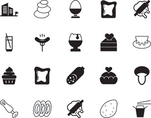food vector icon set such as: mixer, kitchenware, milk, drawing, barbecue, dishes, facial, plates, vegetable, wedding, sticker, yoga, pork, beauty, stack, beverages, freshness, chocolate, tool