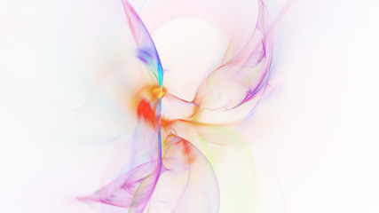 Abstract transparent rainbow crystal shapes. Fantasy light background. Digital fractal art. 3d rendering.