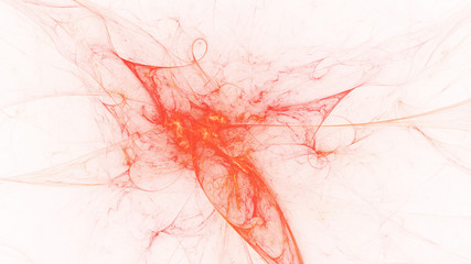 Abstract orange fiery shapes. Fantasy light background. Digital fractal art. 3d rendering.