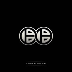 BB initial letter linked circle capital monogram logo modern template silver color version