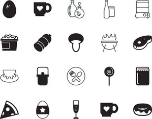 food vector icon set such as: pot, travel, double, glassware, heat, camping, picnic, cap, fruit, swirl, happy, sparkling, drawing, roast, fire, homemade, pork, menu, chop, dining, marmalade, cuisine