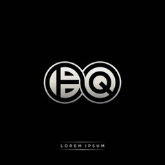 BQ initial letter linked circle capital monogram logo modern template silver color version