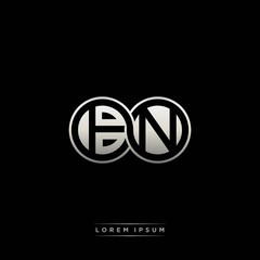 BN initial letter linked circle capital monogram logo modern template silver color version