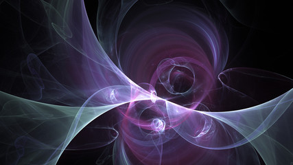 Abstract transparent violet and blue crystal shapes. Fantasy light background. Digital fractal art. 3d rendering.