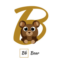 English animal alphabet letter B in vector style