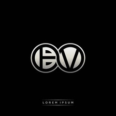 BV initial letter linked circle capital monogram logo modern template silver color version