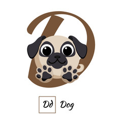 English animal alphabet letter D in vector style