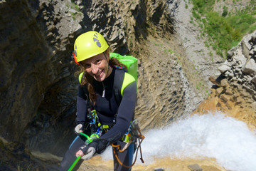 Canyoning Furco Canyon in Pyrenees.