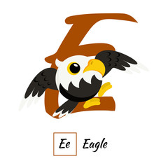 English animal alphabet letter E in vector style