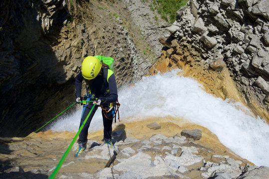 Canyoning Lucas Canyon in Pyrenees.