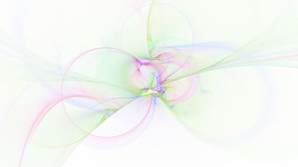 Abstract transparent green and pink crystal shapes. Fantasy light background. Digital fractal art. 3d rendering.