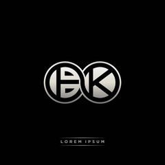 BK initial letter linked circle capital monogram logo modern template silver color version