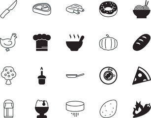 food vector icon set such as: turkey, grow, empty, seasonal, label, dessert, professional, strip, colander, pumkin, pepper, sirloin, port, reicpe, fry, rural, table, donut, can, chiken, sharp, diet