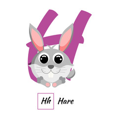 English animal alphabet letter H in vector style