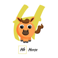 English animal alphabet letter H in vector style