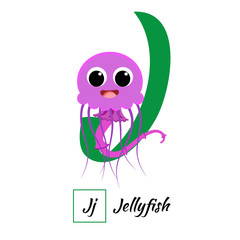 English animal alphabet letter J in vector style