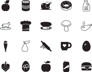 food vector icon set such as: cook, oyster, dish, full, mammal, cartoon, drop, transparent, break, cuisine, pub, juice, sliced, event, one, chefs, eggs, pictogram, sketch, chef, wedding, hand, roast