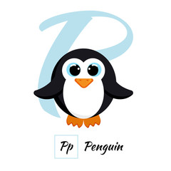 English animal alphabet letter P in vector style