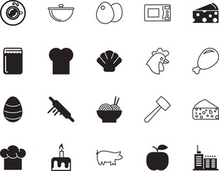 food vector icon set such as: season, roller, badge, cartoon, dough, preparation, hole, mollusk, fire, hotel, image, jam, technology, boiled, lifestyle, silicone walley, card, architecture, knowledge
