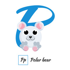 English animal alphabet letter P in vector style