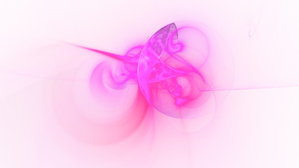 Abstract transparent purple crystal shapes. Fantasy light background. Digital fractal art. 3d rendering.